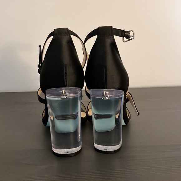 Betsey Johnson Black Sandals with Lucite Heel - Picture 3 of 9